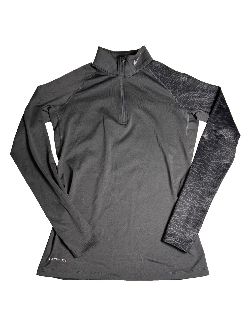 Nike Pro Combat 1/4 Zip Mock Womens Medium Gray Dri-Fit Fitted Running Training